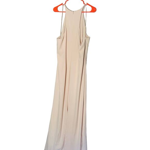 Badgley Mischka Blush Halter Odessa Zip Up Back Gown Dress Size 18 - Picture 4 of 16